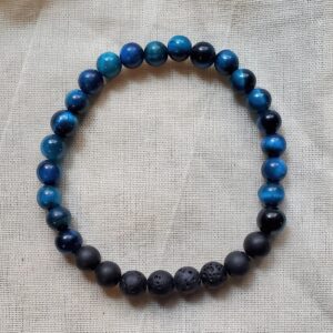 Stone: Blue Tiger Eye + Black Lava | 6mm