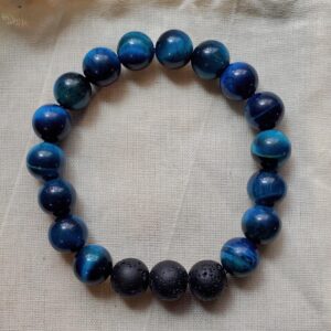 Stone: Blue Tiger Eye + Black Lava | 10mm